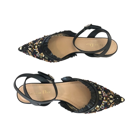 Dior Embroidered Pointed Toe Flats - Picture 2 of 11
